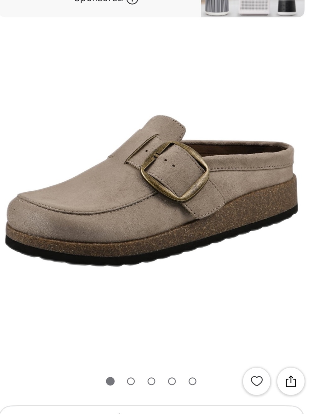 Women’s Casual Slip-On Buckle Mule in Taupe